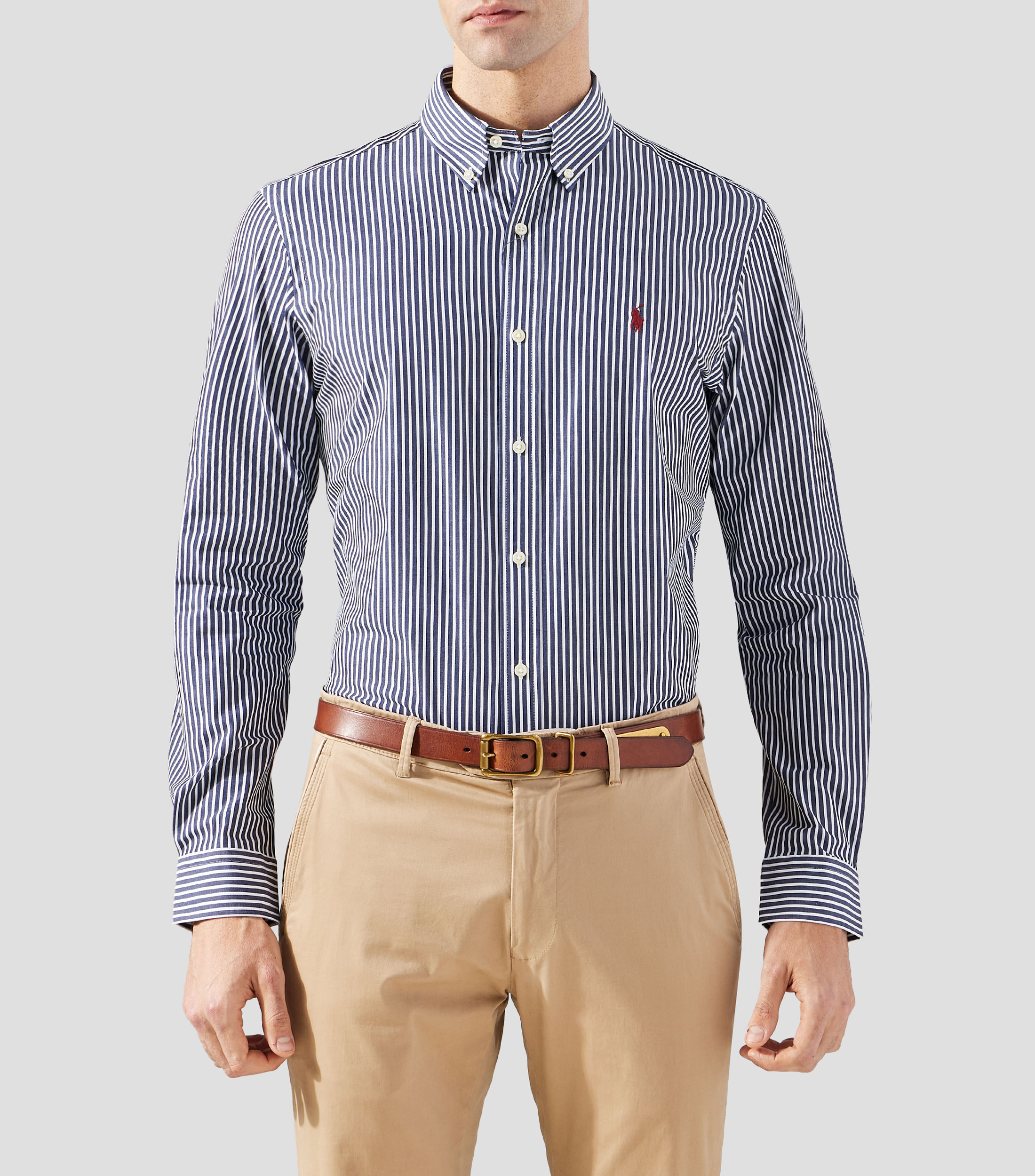 Camisa con rayas manga larga Hombre